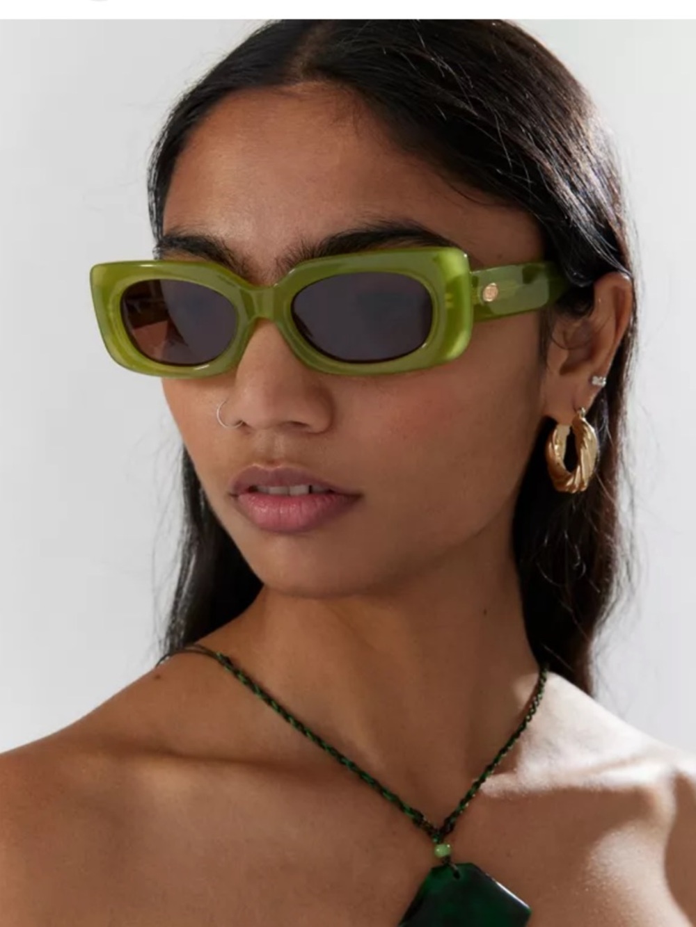 Crap Eyewear Lime Green Rectangular Sunglasses